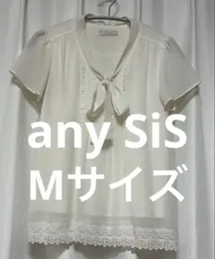any SiS☆ボウタイリボン付き半袖シフォンブラウス