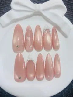 【現品】マグネットネイルチップ ワンホン リボン 韓国 スナ系 かわいい