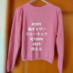 ROPE ロペ rope 袖ギャザー クルーネック ニット プルオーバー 毛