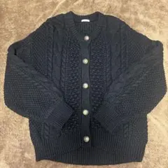GU 黒　ケーブルニットカーディガン XL