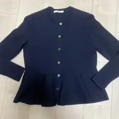 アナイ　ペブラム　カーディガン　38 ネイビー　美品