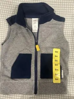 6m グレー ネイビー ジップアップベスト