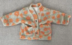 ボア花柄アウター（グリーン×オレンジ）