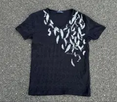 00s ニコル お兄系/ギャル男 フェザープリント シャドーアーガイル柄Tシャツ