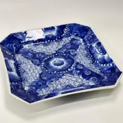 染付牡丹紋様 角大皿 在名有り - メルカリ