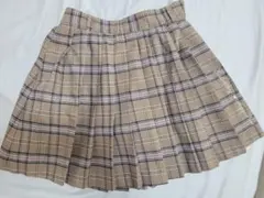 メゾピアノジュニア チェック スカート ベージュ プリーツスカート キュロット