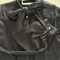 AnkRouge リボン付き黒長袖ブラウス