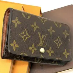 良品 ルイヴィトン モノグラム ポルトモネ ビエ トレゾール 茶色 L字 財布