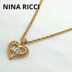 【美品】NINA RICCI ニナリッチ ネックレス ハート ゴールド NRロゴ