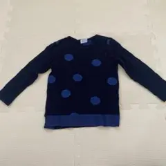 ハッカベビー　長袖　トップス　Tシャツ　カットソー　サイズ90 ネイビー　水玉