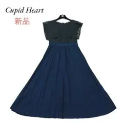 【新品】キューピッドハート パーティードレス レース プリーツ 黒紺 サイズ2