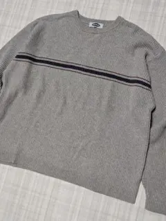 00s OLD NAVY コットンニット ライン ボーダー クルーネック Lのサムネイル