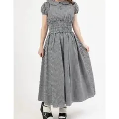 Ank Rouge アンクルージュ ギンガムシャーリングロングOP