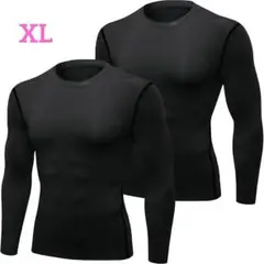 コンプレッションウェア☘️ メンズ 長袖 2枚組 丸首インナーXL