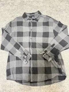H&M RELAXED FIT チェックシャツ L 黒 グレー 긴팔