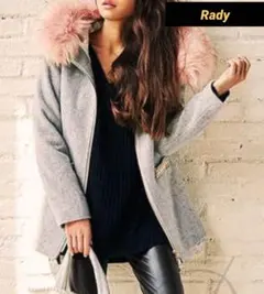 Rady ウールジャケットコート スタッズ&ピンク系ファーの一着で女子力UP◎