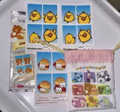 サンエックス ユニバース 集合 ミニ巾着 証明写真風ステッカー キイロイトリ4点のサムネイル