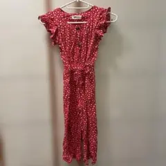 H&M 花柄 オールインワン レッドのサムネイル