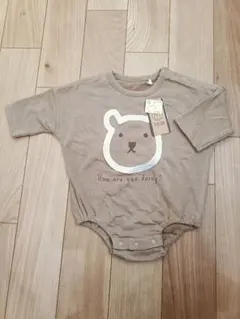 【新品　80cm】TEATAM クマの顔ロンパース ベージュ