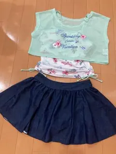 美品　マザウェイズ　150 スイムウェア　水着　女の子　3点セット