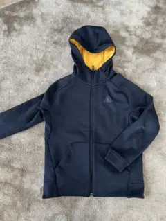 adidas フルジップパーカー 140cm ネイビー/イエロー