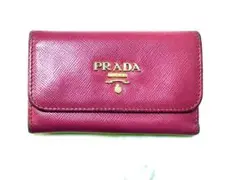 PRADA キーケース サフィアーノレザー ピンク - メルカリ
