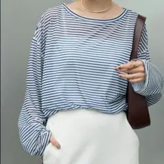 MONO-MARTモノマート シアーボーダーオーバーサイズプルオーバー