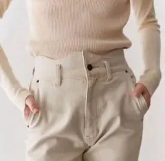 EAPHI WAVE DESIGN HIGH WAIST DENIM WHITE