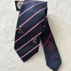未使用　タケオキクチ　ディズニーコラボ　シルクネクタイ　ネイビー ストライプ