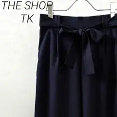 THE SHOP TK ワイドパンツ ウエストリボン ポケット付き シンプル