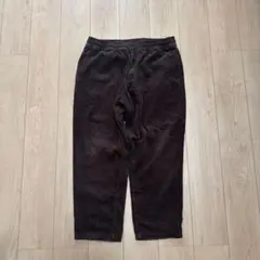 ダークブラウン ワイドパンツ ゴムウエスト　コーデュロイ