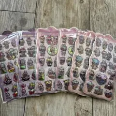 ラブブ6枚　レリーフステッカーシール　オーロラ