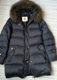 ✧La MODE ラモード／ファー付 ダウンコート✧ ネイビー Lサイズ