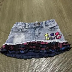 JENNI デニムスカート クマ刺繍 フリル　100