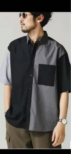 NANO UNIVERSE 半袖シャツ グレー ブラック