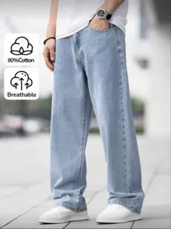 【良品✨️】ストレートレッグデニムパンツ 80%コットン メンズSサイズ相当