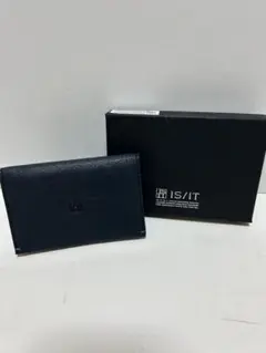 【新品】IS/IT ネイビー レザー 名刺入れ　コン　ネイビー
