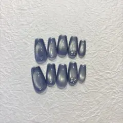 ブルーマグネットネイル/ネイルチップ/ロングネイル/18個セット