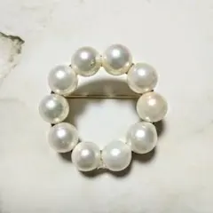 あこや本真珠　ゴールド　サークルブローチ　8.5-8.0