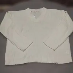 UNE MANSION ホワイト Vネック 長袖ニット