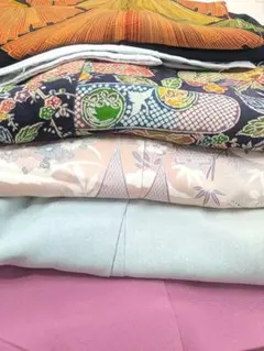 まとめて未仕立て５着物セット♡黒留袖、訪問着、振袖リメイク用