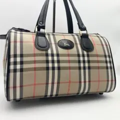 BURBERRY ホースロゴノバチェックキャンバス・レザーミニボストン