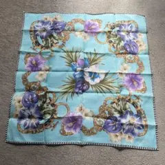 CELINE 水色 花柄 ハンカチ