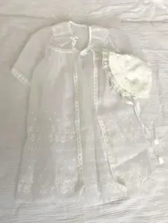 ベビー退院着　リボン　ベビー帽子　セレモニードレス　羽織り　レース