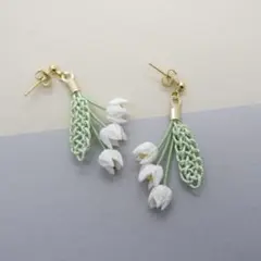 ＊つまみ細工・水引＊　すずらんのピアス　⭐︎イヤリング対応
