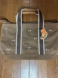 希少！ L.L.Bean ビンテージ コーデュロイ　美品　トートバッグDOG刺繍