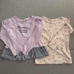 【2枚セット】キッズ 長袖 Tシャツ カットソー 110cm