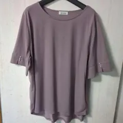 alotta 半袖 Tシャツ 3L パール調ボタン付き くすみパープルのサムネイル