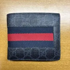 GUCCI 二つ折り財布 GGスプリーム ウェブストライプ