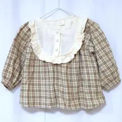 【セール中！】tete a tete チェック柄 フリル襟ブラウス 長袖 子供服